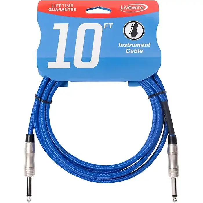 Livewire Braided Instrument Cable with Ergonomic Connectors 10 ft. Electric Blue Guitar Center