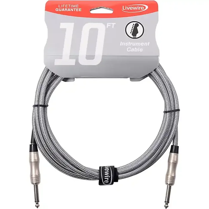Livewire Braided Instrument Cable with Ergonomic Connectors 10 ft. Silver Sustain Guitar Center