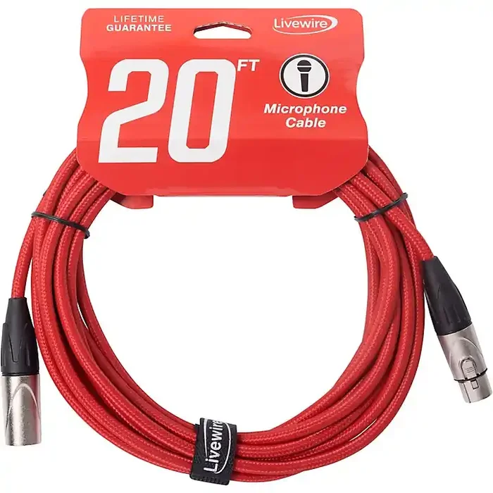 Livewire Braided XLR Microphone Cable 20 ft. Scarlet Riff Guitar Center
