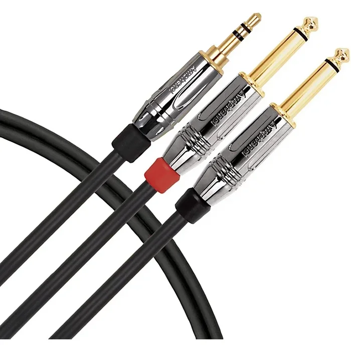 Livewire Elite Interconnect Y-Cable 3.5 mm TRS Male to 1/4″ TS Male 9 ft. Black