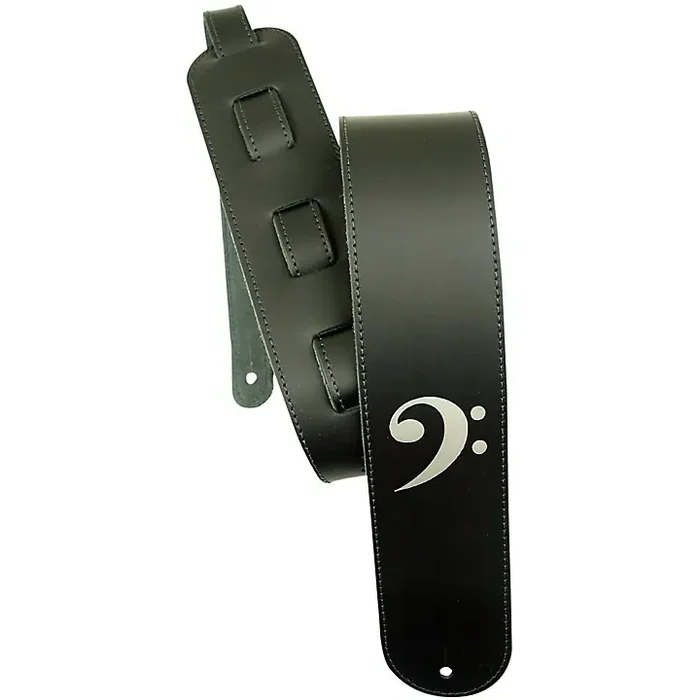 LM Products 3″ Leather Bass Clef Embossed Bass Guitar Strap Guitar Center