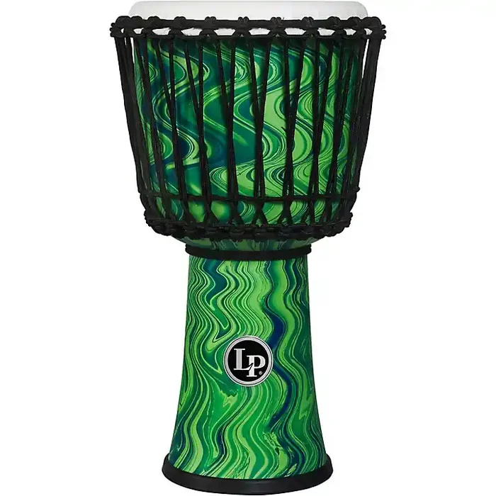 LP World 10 inch Rope Tuned Circle Djembe Green Marble Guitar Center