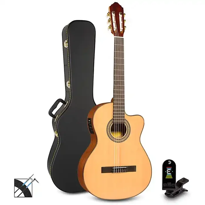 Lucero LC150SCE Nylon-String Classical Acoustic-Electric Guitar Pack Natural Guitar Center