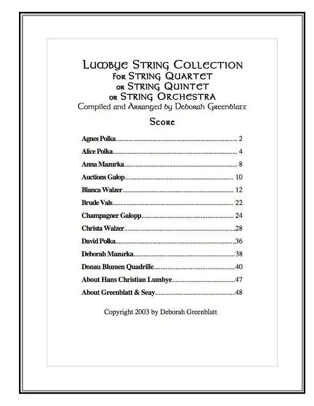 Lumbye String Collection – Score