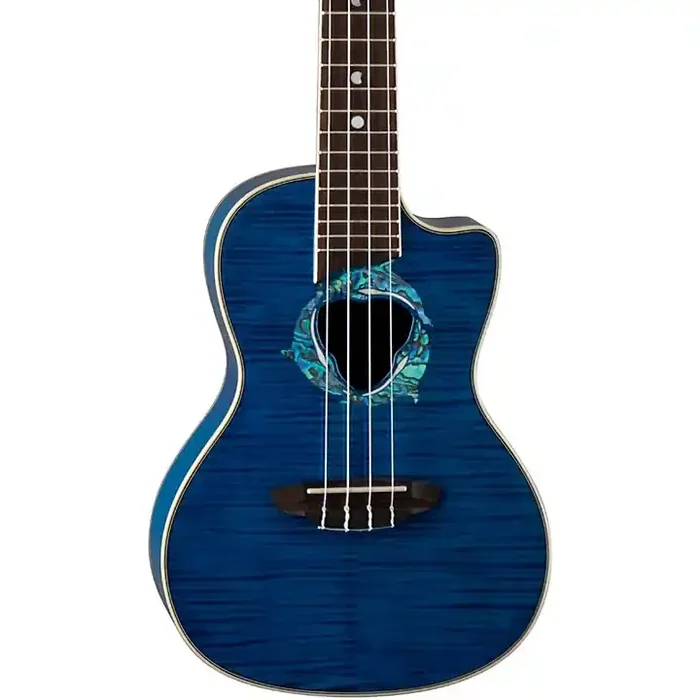 Luna Dolphin Concert Acoustic-Electric Ukulele Transparent Blue Flame Maple Guitar Center