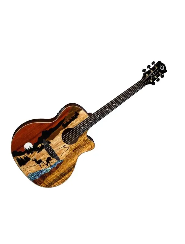 Luna Vista Deer Tropical Wood A/E Guitar w/Case