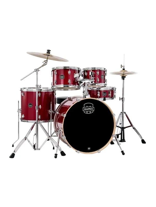 Mapex Venus 5 Piece Rock Complete Drum Set – Crimson Red Sparkle