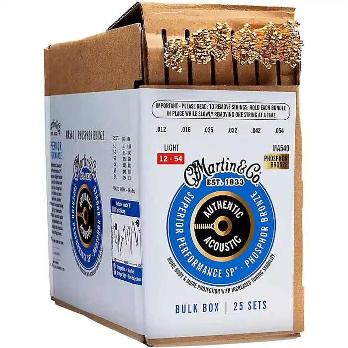 Martin Authentic Phosphor Bronze Acoustic Guitar Strings 25-Pack Light (12-54) Guitar Center