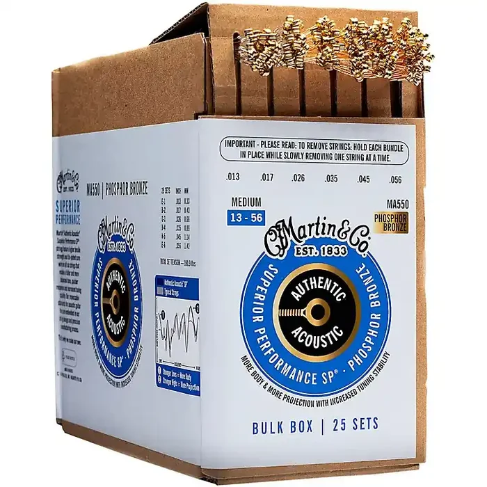 Martin Authentic Phosphor Bronze Acoustic Guitar Strings 25-Pack Medium (13-56) Guitar Center