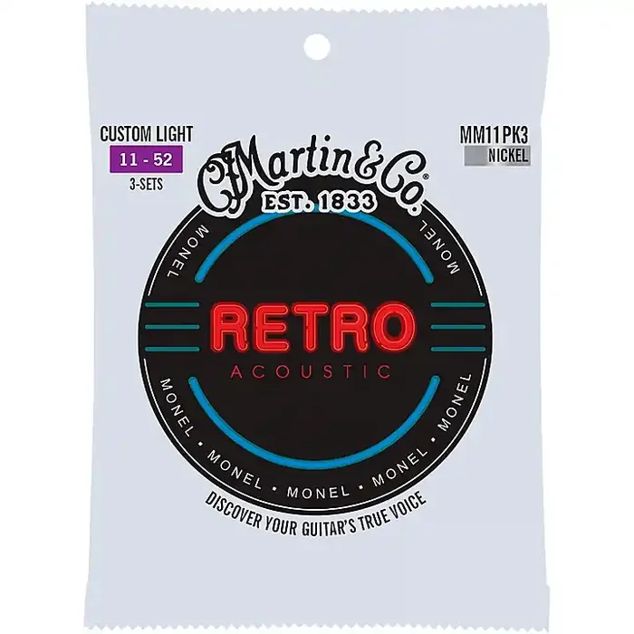 Martin Retro Acoustic Strings With Monel Wrap Wire 3-Pack Custom Light (11-52) Guitar Center