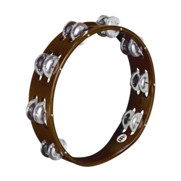 Meinl TA2A-AB 10″ Double Row Tambourine, Aluminum Jingles, African Brown