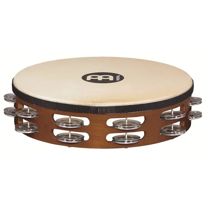 Meinl TAH2A-AB 10″ Double Row Tambourine, Aluminum Jingles, African Brown
