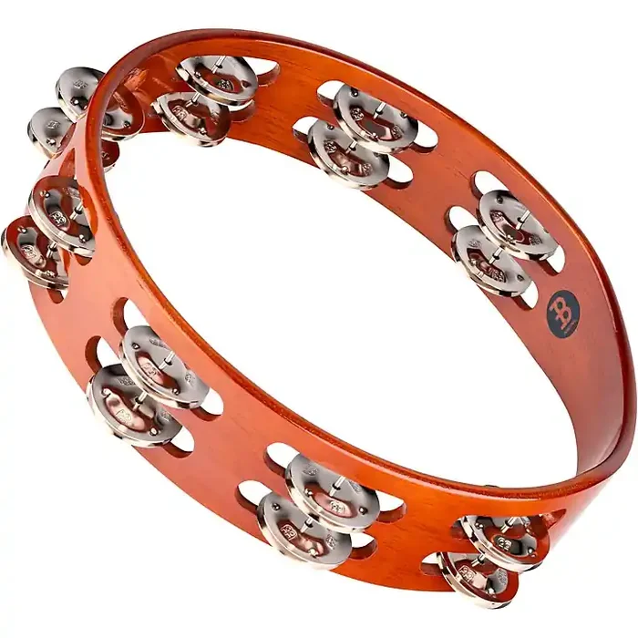 MEINL Wood Tambourine Two Rows Steel Jingles Guitar Center