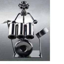 Metal Drum Player Figurine
