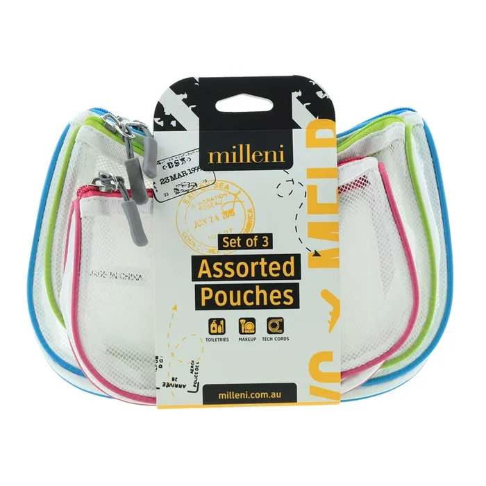 Milleni 3-Piece Travel Toiletry Organizer Pouch Set (Multicolour)