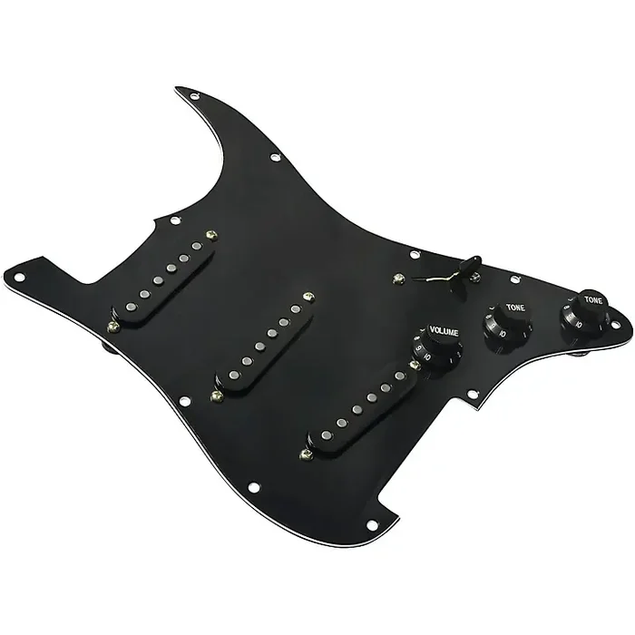 Mojotone 67 Quiet Coil With Hot Bridge Strat Pickup Prewired Pickguard Black Black Guitar Center