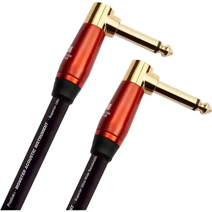 Monster Cable Prolink Acoustic Pro Audio Instrument Cable, Right Angle to Right Angle 8 in. Black Guitar Center