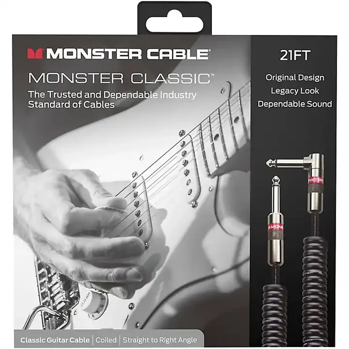 Monster Cable Prolink Monster Classic Pro Audio Instrument Cable, Coiled 21 ft. Black Guitar Center