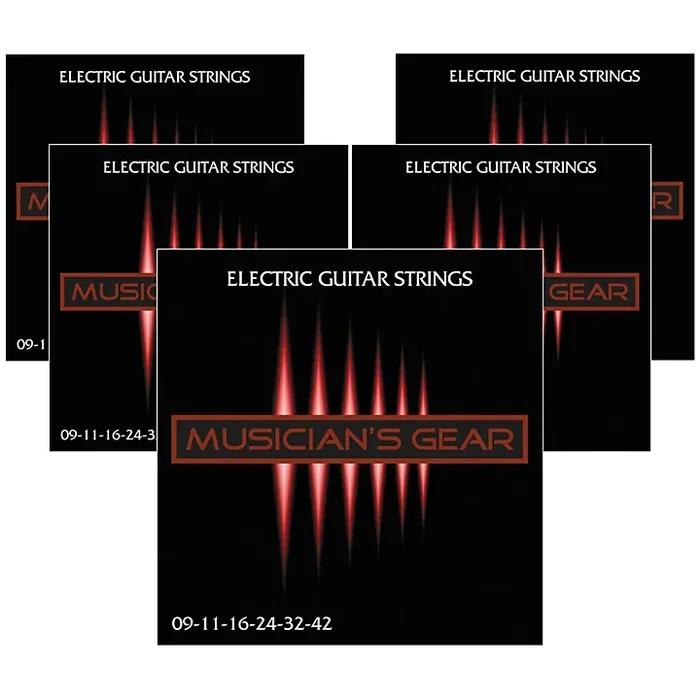 Musician’s Gear Electric Nickel Plated Steel Guitar Strings 9-42 – 5-Pack