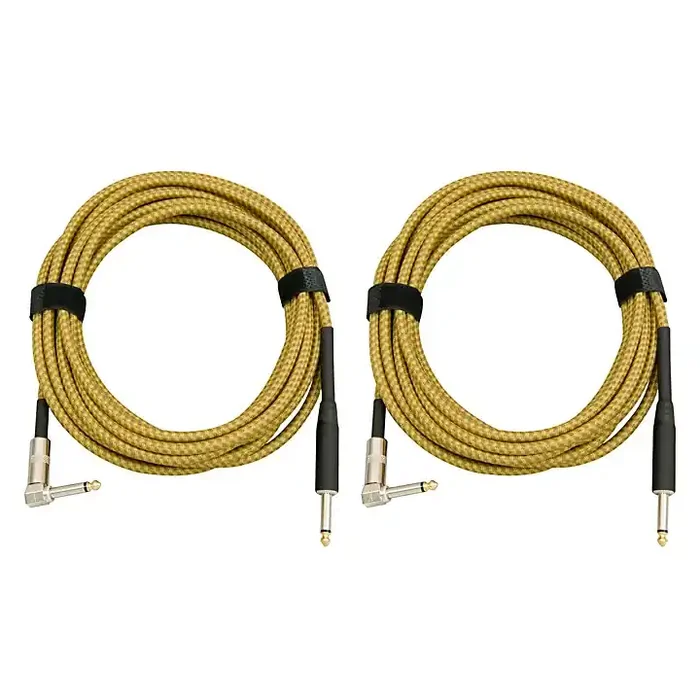 Musician‘s Gear Tweed Right Angle Instrument Cable 2-Pack 20 ft. Gold Guitar Center