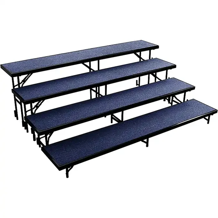 National Public Seating 4 Level Straight Standing Choral Riser (18″x96″ Platform) Blue Carpet Guitar Center