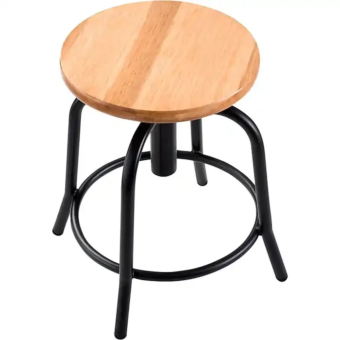 National Public Seating Height Adjustable Designer Stool 18″ – 25″ Wooden Seat and Black Frame Guitar Center