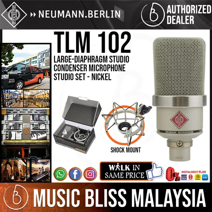 Neumann TLM-102 Large-Diaphragm Studio Condenser Microphone Studio Set – Nickel (TLM102 / TLM 102)