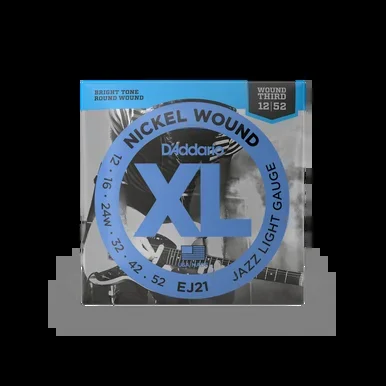 New D’Addario EJ21 Nickel Wound Electric Strings – .012-.052 Jazz Light Wound 3rd Accessories – Guitar Strings