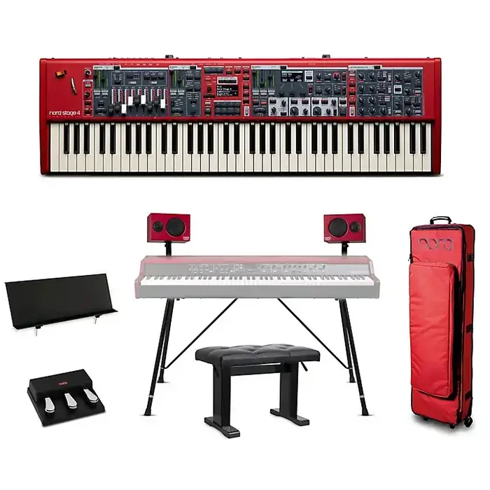 Nord Stage 4 Compact 73-Key Keyboard Complete Bundle With Soft Case, Triple Pedal, Bench, Stand, Music Stand & Nord Piano Monitors Guitar Center