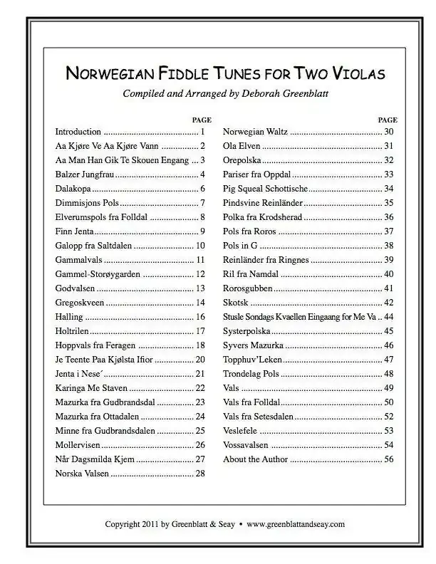 Norwegian Fiddle Tunes for Two Violas