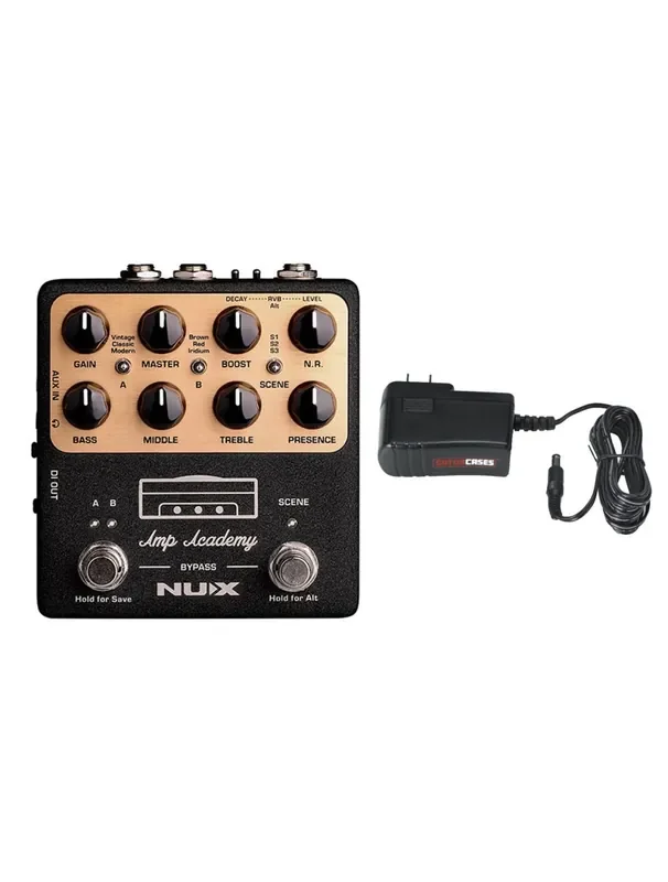 NUX Amp Academy Amp Modeler/IR Pedal + Gator 9V Power Supply Combo