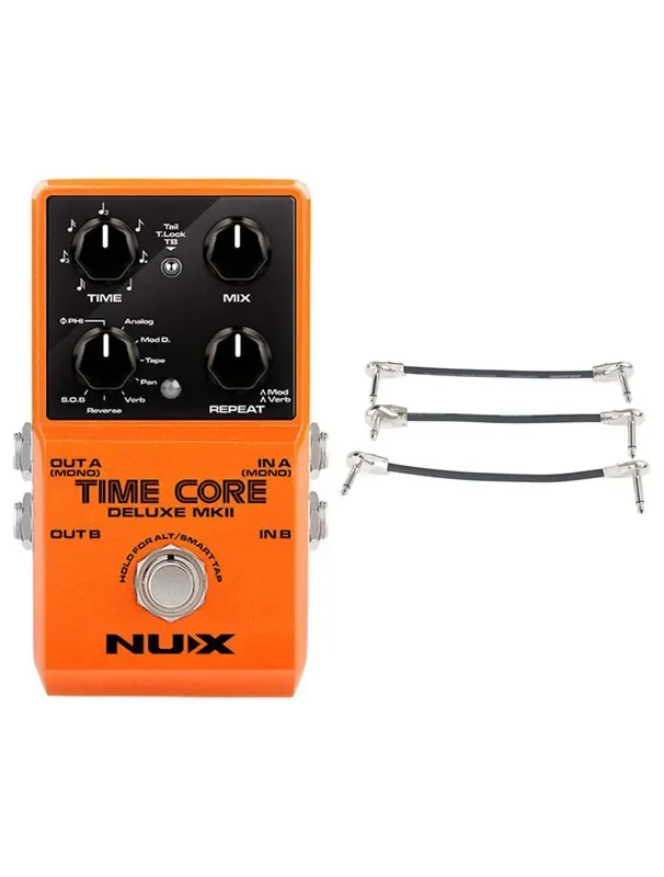 NUX Time Core Deluxe MKII Delay Pedal + Gator Patch Cable 3 Pack