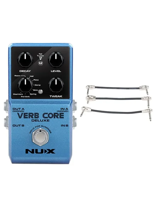 NUX Verb Core Deluxe Reverb Pedal + Gator Patch Cable 3 Pack