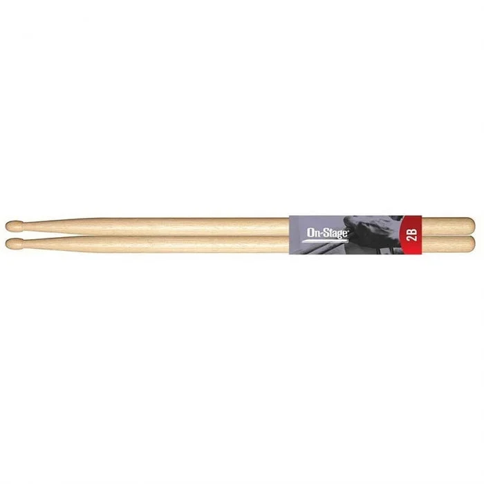 On-Stage AMH2BW American Hickory 2B Wood Tip Drumsticks