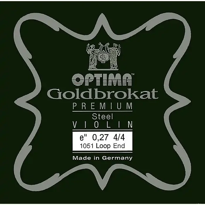 Optima Goldbrokat Premium Series Steel Violin E String 4/4 Size, Medium Steel, 27 guage loop end Guitar Center