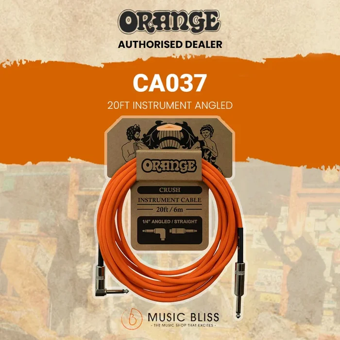 Orange Crush 20ft Instrument Cable Angled to Straight (CA037)