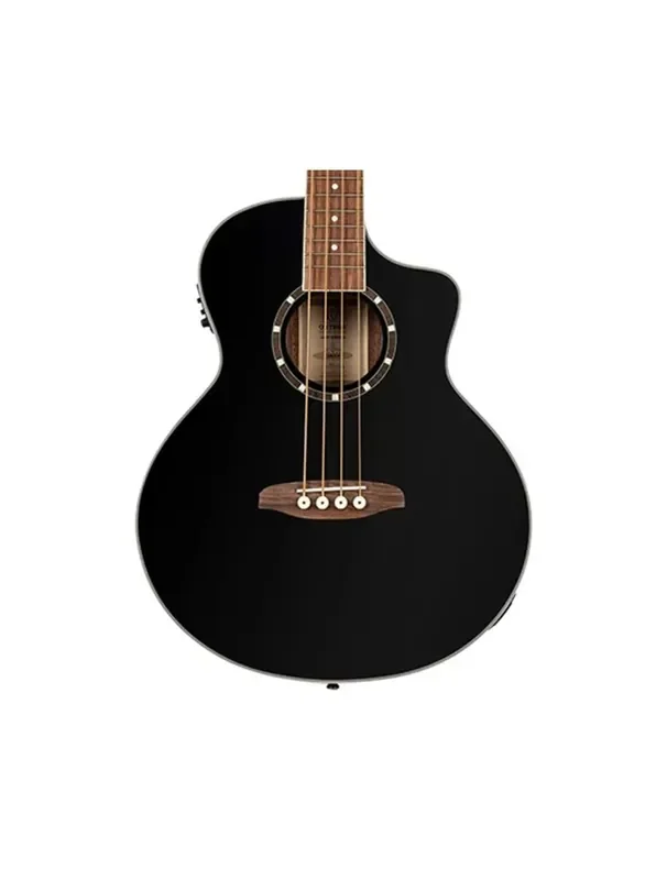 Ortega Guitars D8CE-4 Deep Series Medium Scale A/E Bass – Black – B-Stock