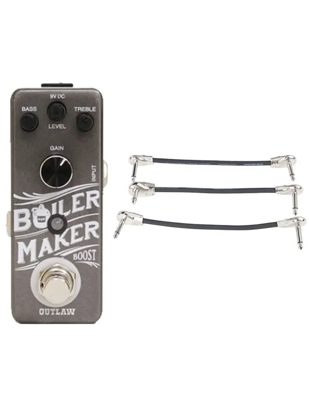 Outlaw Effects Boilermaker Boost Pedal + Gator Patch Cable 3 Pack