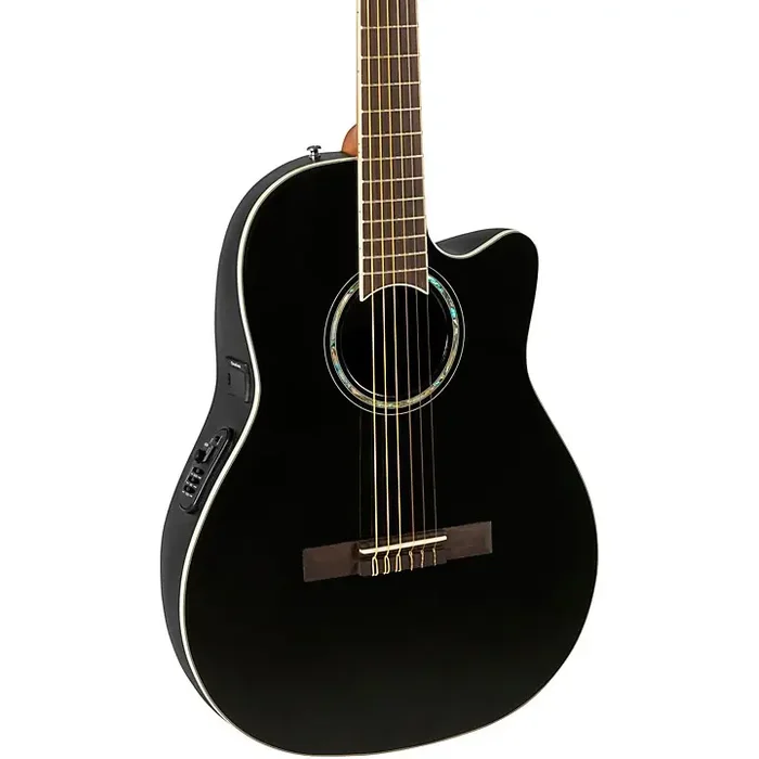 Ovation CS24C Celebrity Series Traditional Mid-Depth Nylon-String Classical Acoustic-Electric Guitar Black Guitar Center