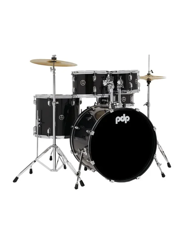 PDP Centerstage 5-Piece Drum Kit with Hardware, Cymbals & Throne – Iridescent Black Sparkle