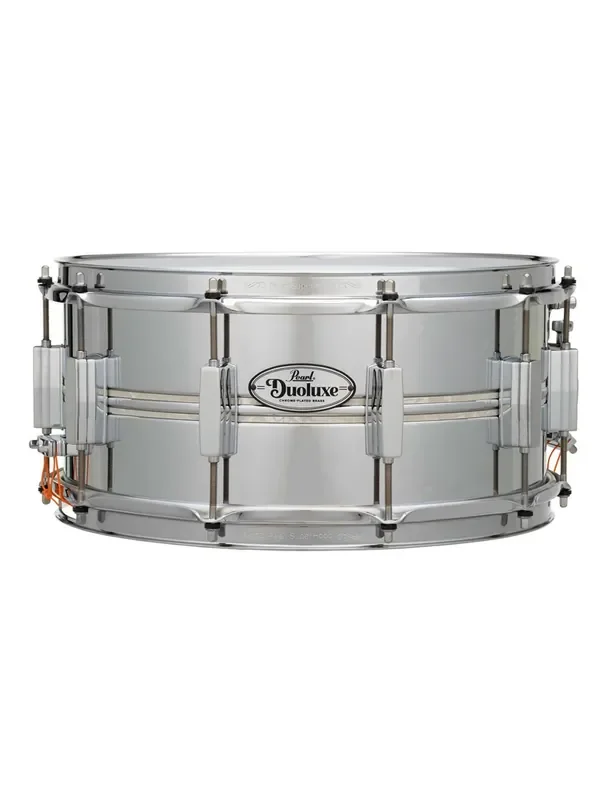 Pearl Duoluxe Inlaid Chrome/Brass 14″x6.5″ Snare Drum – Nicotine White