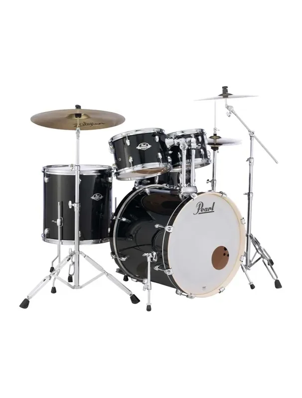 Pearl Export 5-piece Drum Set with Hardware and Zildjian Cymbal Pack – Jet Black