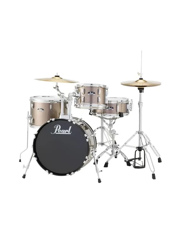 Pearl Roadshow 4-Piece Drum Set w/Hardware and Cymbals – Bronze Metallic
