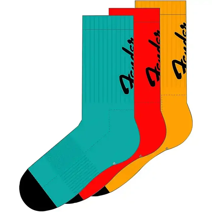 Perri‘s Fender Exploded Logo Short Crew Socks Blue/Red/Yellow Guitar Center