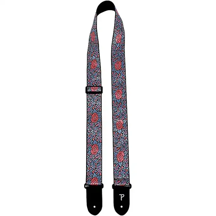 Perri‘s Jacquard Guitar Strap Pink and Blue Flower 2 in. Guitar Center