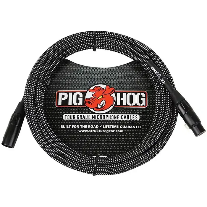 Pig Hog Woven XLR Mic Cable 20 ft. Black & White Guitar Center