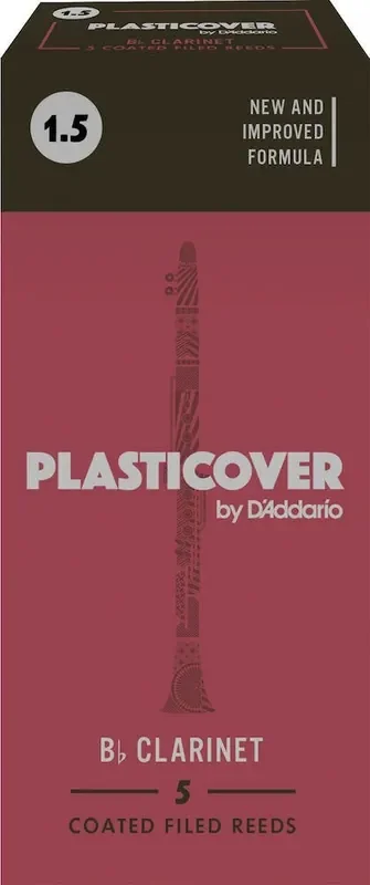 Plasticover by D‘Addario Bb Clarinet Reeds, Strength 1.5, 5-pack