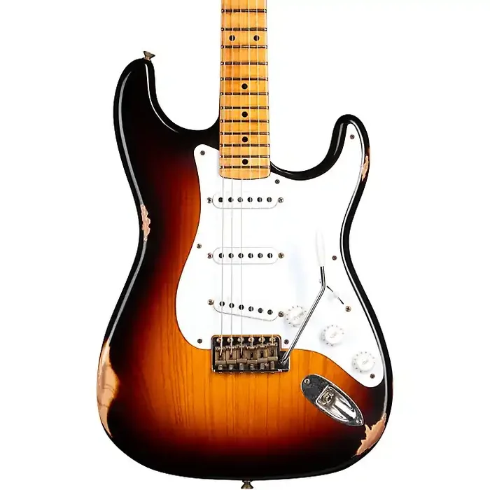 Platinum Fender Custom Shop 70th Anniversary 1954 Stratocaster Relic Limited-Edition Electric Guitar Wide Fade 2-Color Sunburst Guitar Center