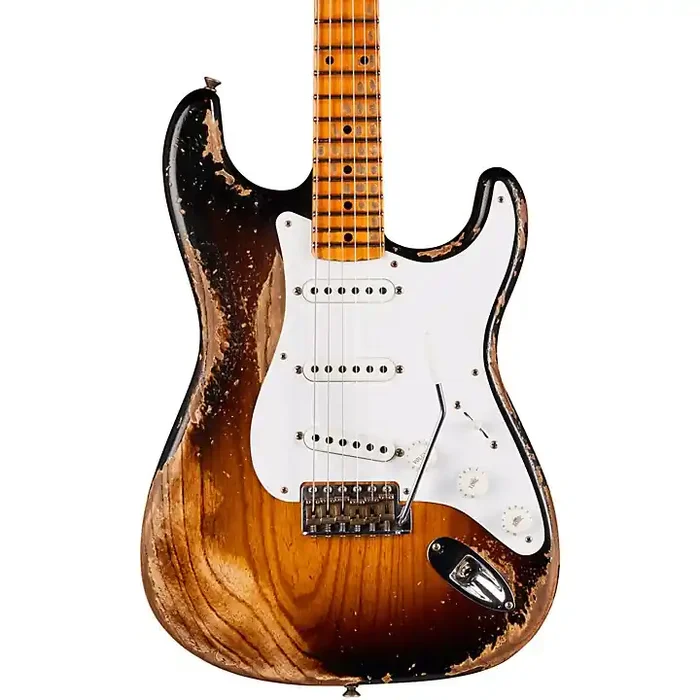 Platinum Fender Custom Shop 70th Anniversary 1954 Stratocaster Super Heavy Relic Limited-Edition Electric Guitar Wide Fade 2-Color Sunburst Guitar Center