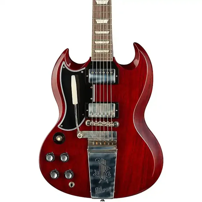 Platinum Gibson Custom 1964 SG Standard Reissue With Maestro Vibrola VOS Left-Handed Electric Guitar Cherry Red Guitar Center